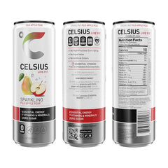 CELSIUS Sparkling Fuji Apple Pear, Sugar Free Energy Drink, 12 Fl Oz (Pack of 12)