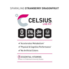 CELSIUS ESSENTIALS™ Sparkling Dragonberry, Sugar Free Performance Energy Drink, 16 Fl Oz (Pack of 12)