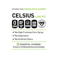 CELSIUS Sparkling Green Apple Cherry, Sugar Free Energy Drink, 12 Fl Oz (Pack of 12)