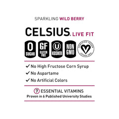 CELSIUS Sparkling Wild Berry Energy Drink, 12 Fl Oz Cans, 4 Pack